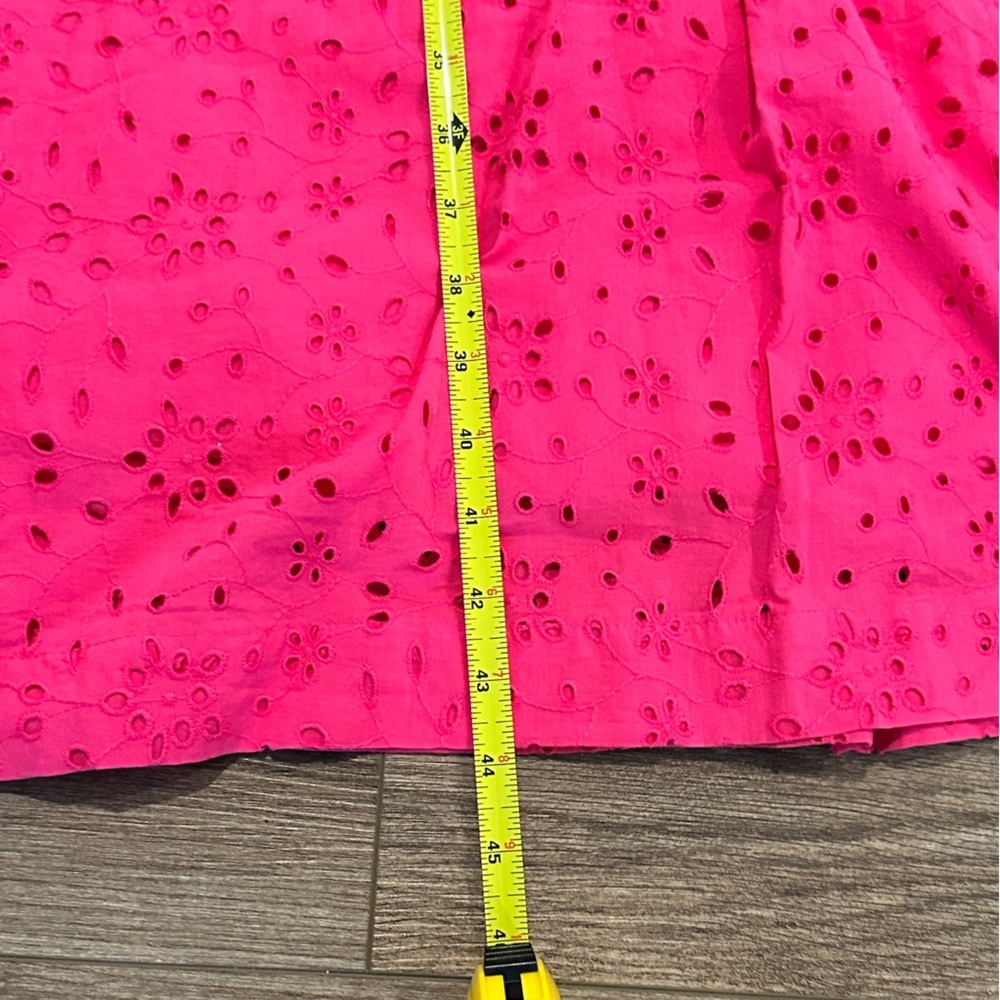 NWT! J. Crew Vibrant Pink Eyelet Puff-Sleeve Dress Size 10 Petite - Picture 11 of 12